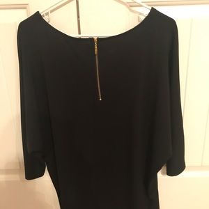 Black Top with Zipper detail and Dolman sleeves